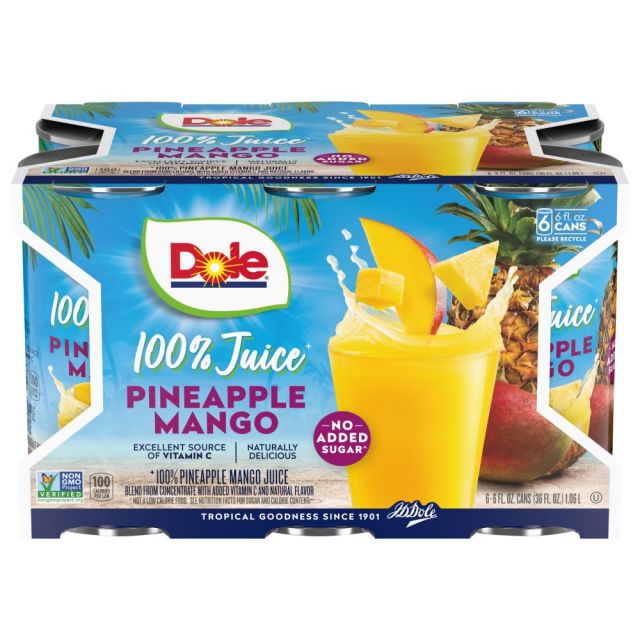DOLE 100% Pineapple Mango Juice 6/6oz