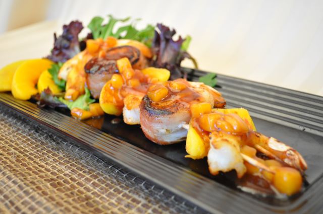 Southern Fruit Shrimp and Scallop Kabobs