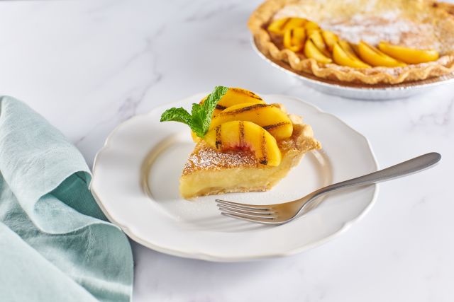 Chess Pie with Grilled Peaches