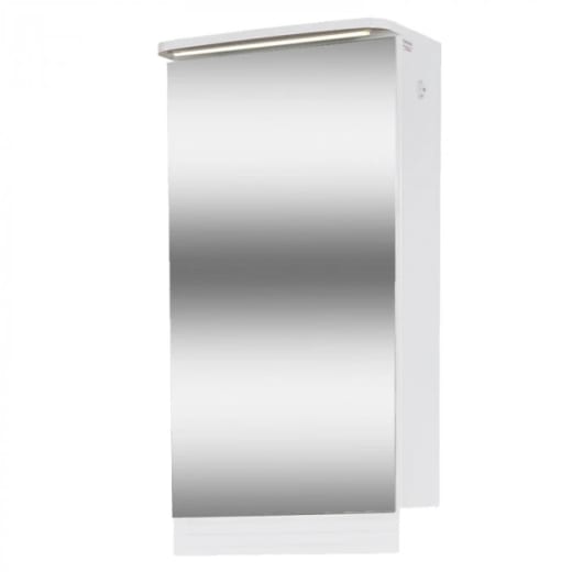 Шкаф за баня Makena Лео, 30см, горен, с огледало, LED осветление, PVC, бял