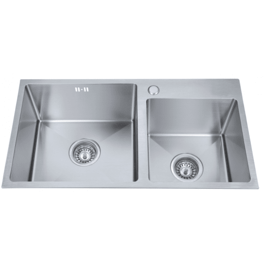 Кухненска мивка Inter Ceramic 780х430мм, неръждаема стомана, двукоритна, покритие сатен против надраскване, с отвор за смесител