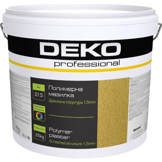 Полимерна мазилка DEKO Professional, D1.5, драскана структура, за вътрешно и външно приложение