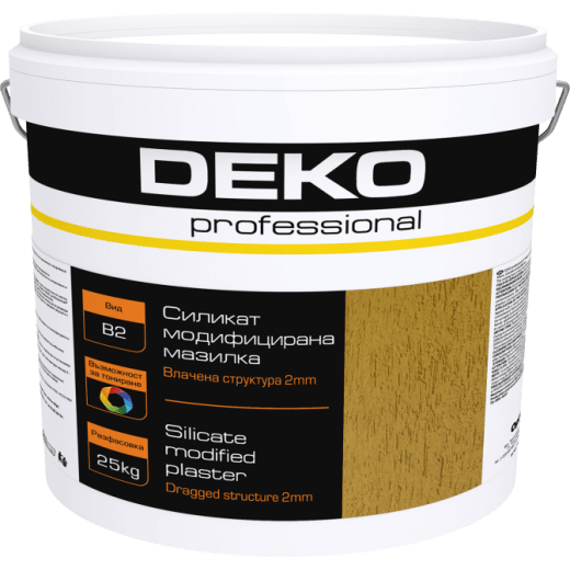 Силикат модифицирана мазилка DEKO Professional, B2, влачена структура, за вътрешно и външно приложение