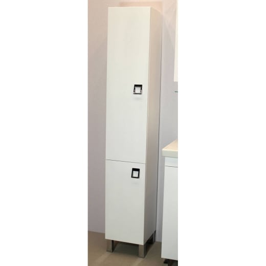 Колона за баня Мебел-М Тринити, 175 см, цвят бял, PVC 15мм, плавно затваряне, с кош за пране, регулируеми рафтове