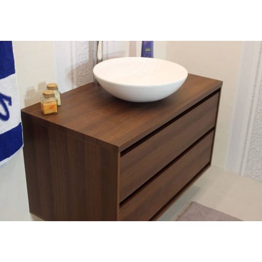 Шкаф за баня М-Мебел ПРИОРА Zero, долен шкаф, 100% PVC, плавно прибиране, с умивалник, панти Blum