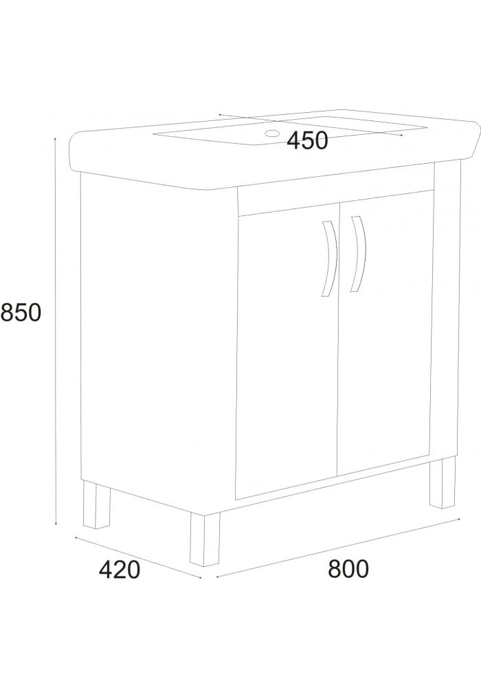 Шкаф за баня М-Мебел ПРИОРА, 80см, долен шкаф, 100% PVC, soft close механизъм