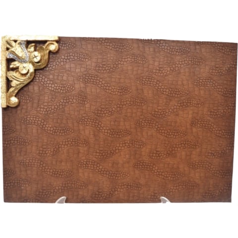 Dark Brown Leather Table Mat With Carving Brooch 1 Pc Aradhana