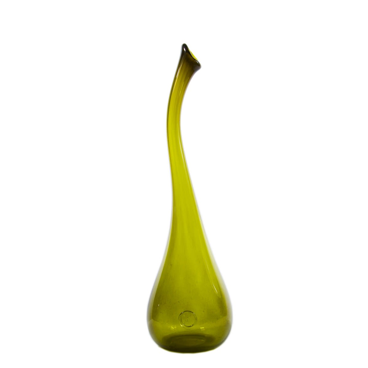 Swan Olive Glass Vase