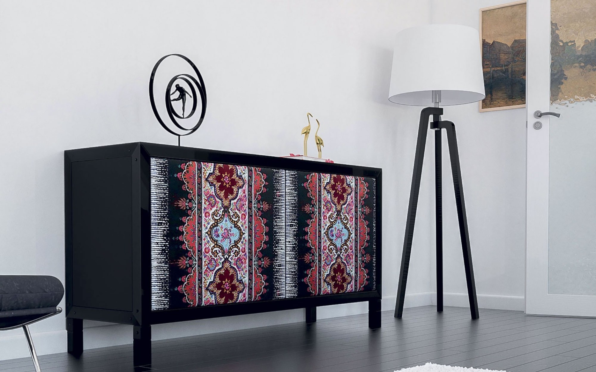 Quadra Black Wooden Sideboard