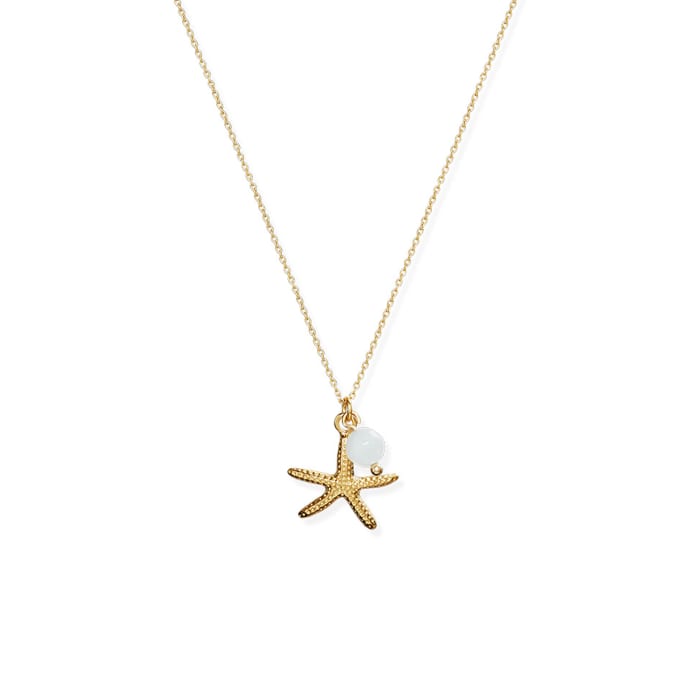 Kulta Starfish necklace: Necklace with starfish and aquamarine.