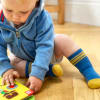 OUTLET - Non-Slip Stay-on Baby & Toddler Organic Quarter Crew Sporty Socks - 3 Pack - Blues