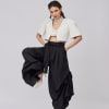 EYOS INFINITY | Wool Palazzo Trousers with Ribbons in Black