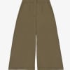 Amelia Wide Leg Culotte Trouser, Khaki Deadstock Cotton