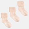 Cosy Stay On Winter Warm Non Slip Baby Socks - 3 Pack in Coral - 0-2 years
