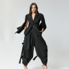 EYOS INFINITY | Wool Palazzo Trousers with Ribbons in Black