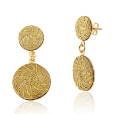 Two Mandalas Golden Grass Earrings