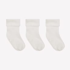 Non-Slip Stay On Baby and Toddler Socks - 3 Pack in Plain Snow White