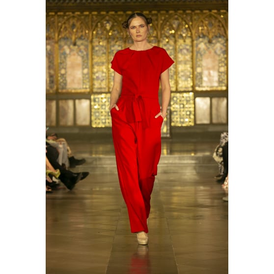 Wide Leg Red Jumpsuit