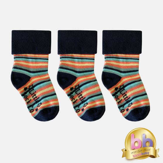 Talipes (clubfoot) Boots and Bar Socks (6 months - 7 years) - SMALLER FIT - Non-Slip + Stay On Baby and Toddler Socks - 3 Pack in Smarty Stripe