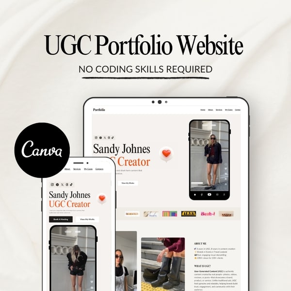 ✨ Minimalist UGC Portfolio Template — Fully Editable in Canva