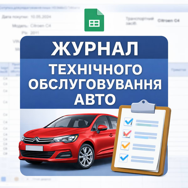 Журнал обліку технічного обслуговування та ремонту транспортного засобу