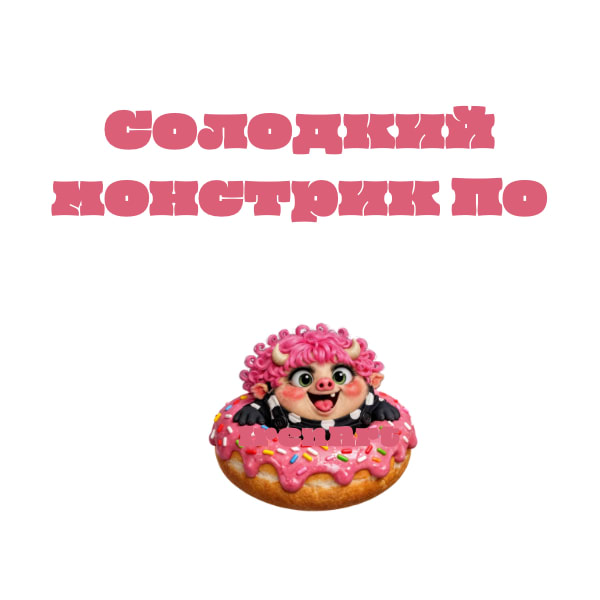 3D монстрик По в рожевому пончику, милий дитячий кліпарт PNG для принтів та стікерів (цифровий малюнок)