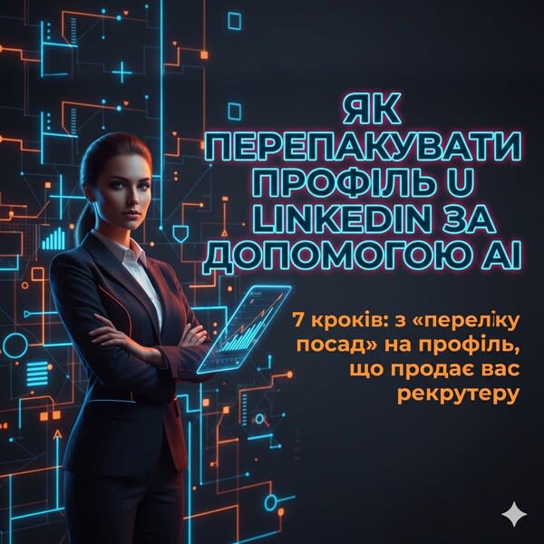 ЯК ПЕРЕПАКУВАТИ ПРОФІЛЬ У LINKEDIN ЗА ДОПОМОГОЮ AI 7 кроків: з «переліку посад» на профіль, що продає вас рекрутеру