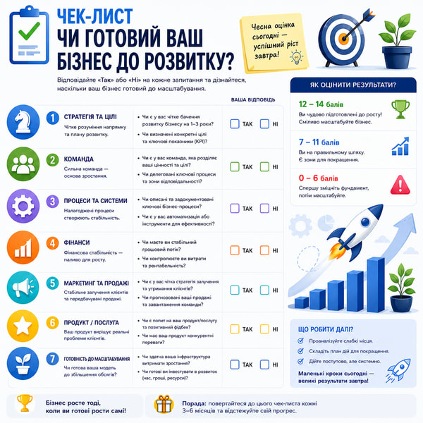ЧЕК-ЛИСТ Чи готовий ваш бізнес до розвитку?