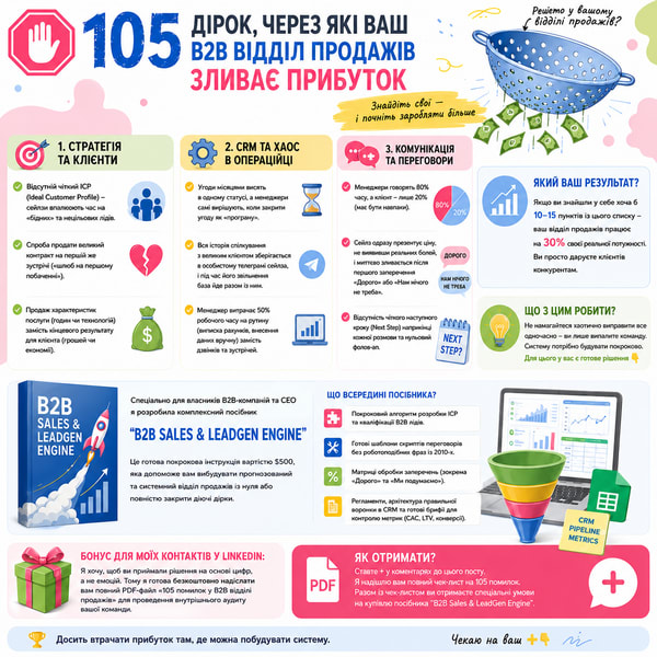 Чек-лист  «105 помилок у B2B відділі продажів»