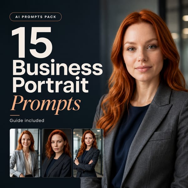 Business Portrait AI Prompts Pack with Guide | Professional Corporate Headshots