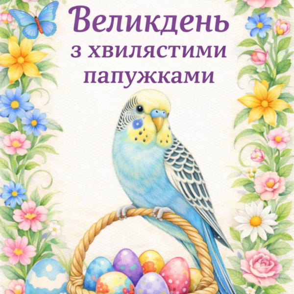 Великдень з хвилястими папужками