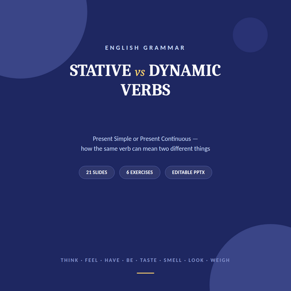 Stative vs. Dynamic Verbs Статичні  та динамічні дієслова в англійській мові