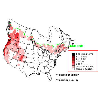 Wilson's Warbler distribution map