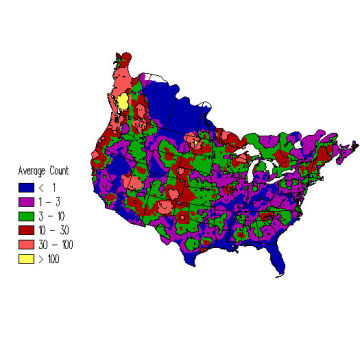 Pine Siskin winter distribution map