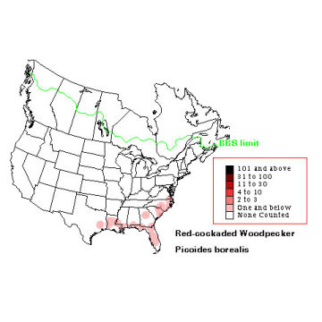 Red-cockaded Woodpecker distribution map