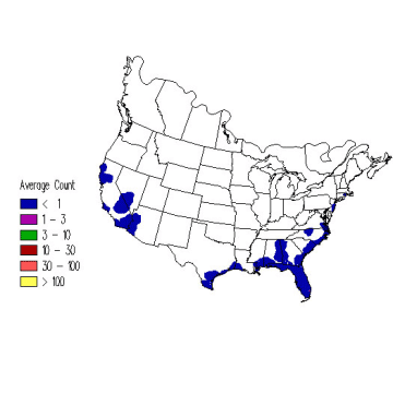 Least Bittern winter distribution map