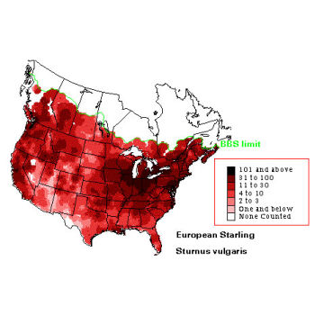 European Starling distribution map