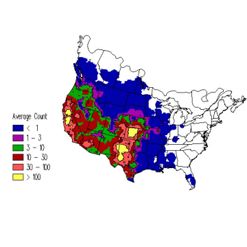 Western Meadowlark winter distribution map