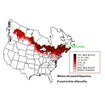 White-throated Sparrow distribution map