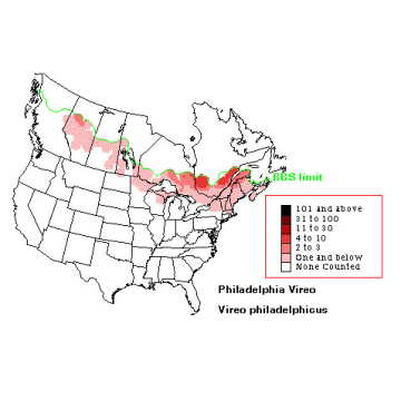 Philadelphia Vireo distribution map