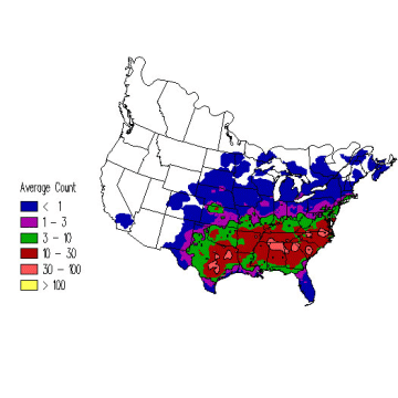 Field Sparrow winter distribution map
