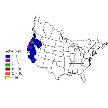 Mountain Quail winter distribution map