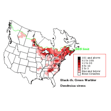 Black-throated Green Warbler distribution map