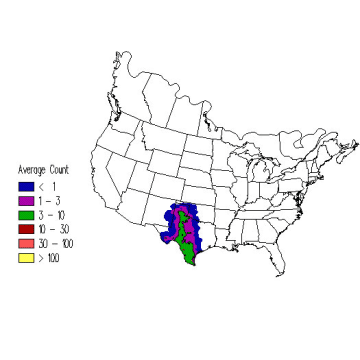 Golden-fronted Woodpecker winter distribution map