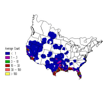 American White Pelican winter distribution map