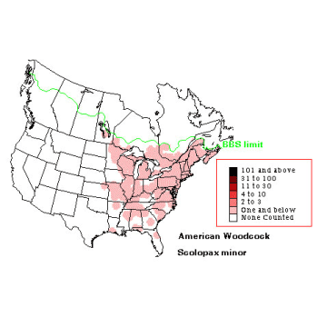 American Woodcock distribution map