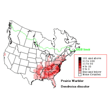 Prairie Warbler distribution map