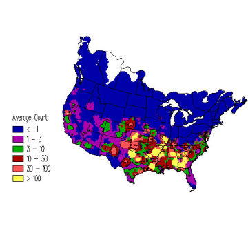 Red-winged Blackbird winter distribution map