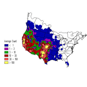 Western Meadowlark winter distribution map