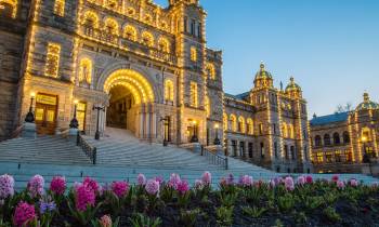 Parliament Buildings at dusk, Victoria, Vancouver Island